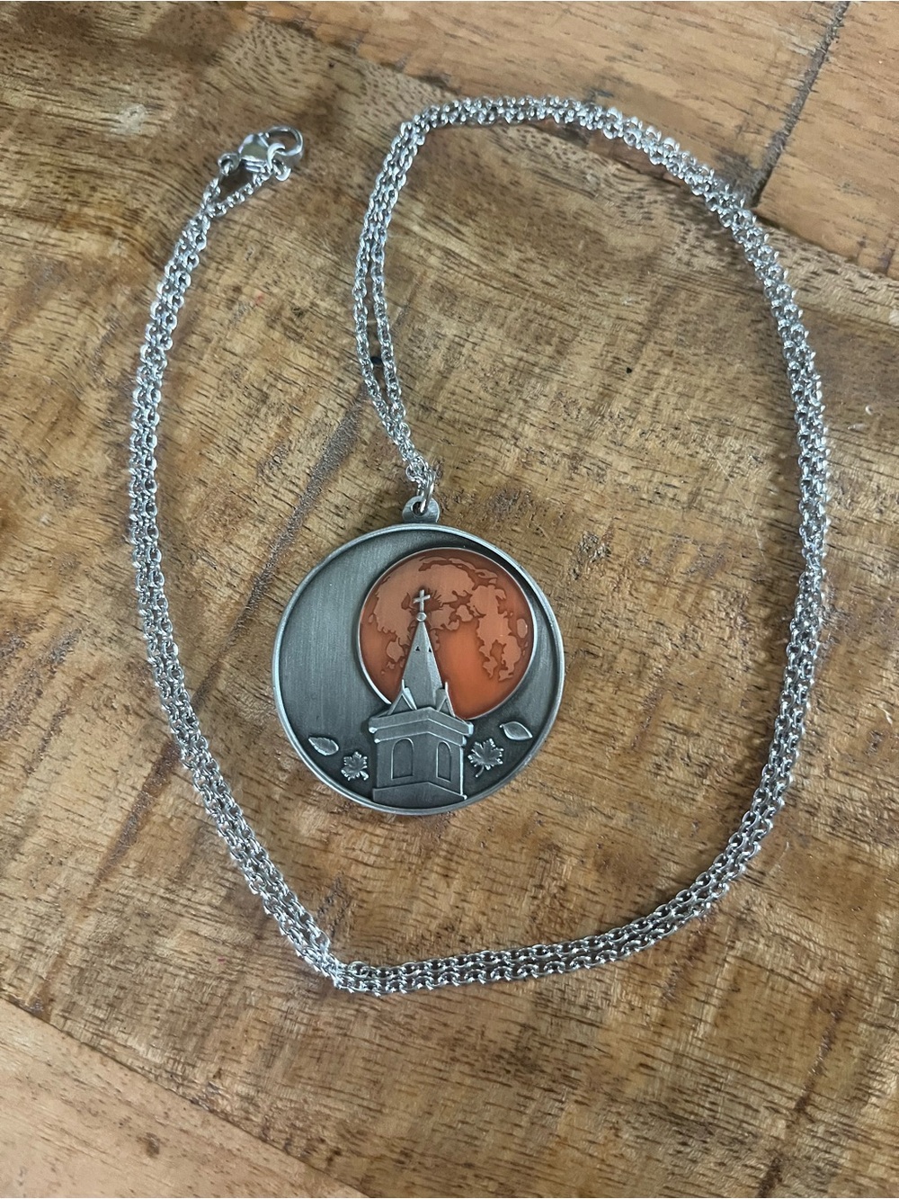 Harvest Moon Church Steeple Pendant Necklace 18"